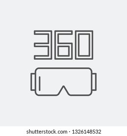360 VR goggles isolated on background. Virtual reality glasses symbol modern, simple, vector, icon for website design, mobile app, ui. Vector Illustration