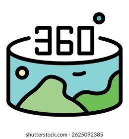 ícone de panorama de 360 vr. Contorno 360 vr panorama ícone vetor cor plana isolado