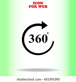 360 web icon. Black illustration on white background
