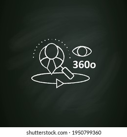 360-degree Customer View Chalk Icon.All Client Data In One Place. Interactions With Customer Service, Social Media Behavior.Customer Data Concept. Isolated Vector Illustration On Chalkboard