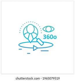 360-degree Customer View Gradient Icon.All Client Data In One Place.Interactions With Customer Service,social Media Behavior.Isolated Vector Illustration.Suitable To Banners, Mobile Apps,presentation