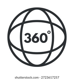 Um ícone de rotação de 360 graus. Ideal para interfaces de usuário, visualizações e outros projetos de design que envolvem planejamento ou realidade virtual.
