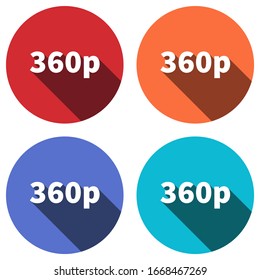 360p resoluition Design icon with long shadow. vector illustration