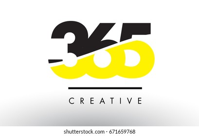 365 Black and Yellow Number Logo Design cut in half.