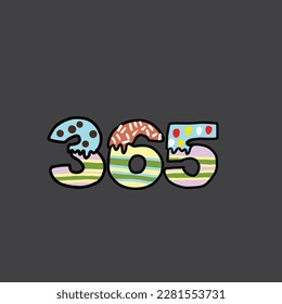 365 from cake vector alphabet and number