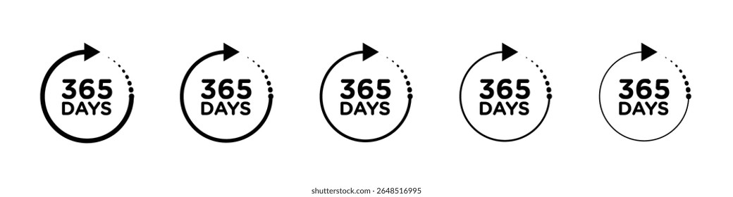 Icono de 365 días llenado concepto de signo plano para el Diseño web.