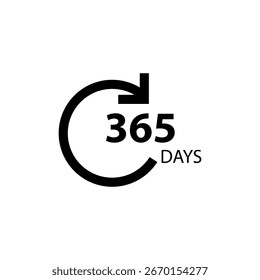 Ilustração simples do logotipo do vetor do ícone de 365 dias para web e app.eps