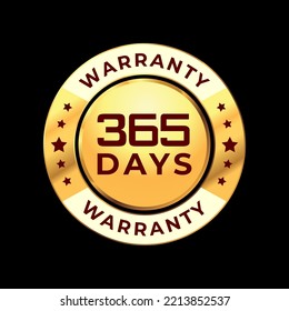 365 Day warranty gold label. 365 Day warranty vector image