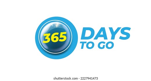 365 days to go countdown blue modern horizontal banner design template isolated on white background. 365 days to go sale announcement blue stylish banner, label, sticker, icon, poster and flyer.