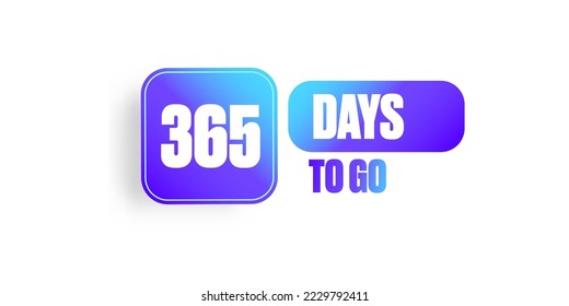 365 days to go countdown blue modern horizontal banner design template isolated on white background. 365 days to go sale announcement blue stylish banner, label, sticker, icon, poster and flyer.