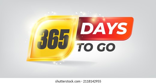 365 days to go countdown horizontal banner design template. 365 days to go sale announcement banner, label, sticker, icon, poster and flyer.