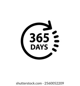 365 days icon vector yearly sign