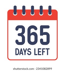 365 days left icon,countdown daily page calendar template vector illustration.