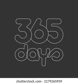 arte de línea de 365 días arte vectorial de texto arte