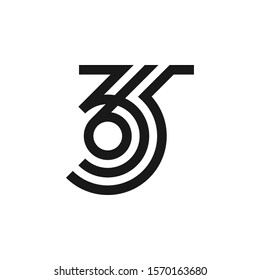 365 Line Monogram Logo Vector