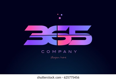 365 pink blue purple number digit numeral dots creative company logo vector icon design template