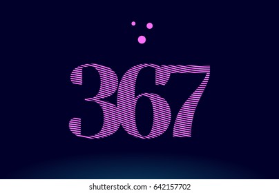 367 number digit logo pink line stripes magenta purple blue font creative text dots company vector icon design