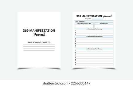 369 Manifestation Journal logbook planner template design for Low content KDP interior