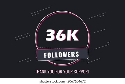 36K Followers, Thank you Followers Banner, card, vector illustration design
