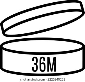 36M Period after opening, PAO symbol for cosmetics packaging.