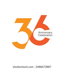 36th, 36 Year Anniversary Logo, Vector Template Design element for birthday, invitation, wedding, jubilee and greeting card illustration.