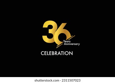 36th, 36 years, 36 year anniversary gold color on black background abstract style logotype. anniversary with gold color isolated on black background, vector design for celebration vector