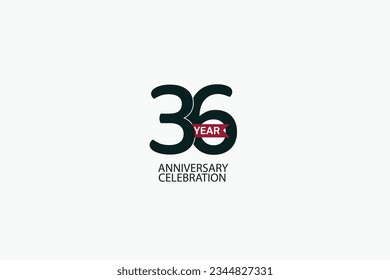 36th, 36 years, 36 year anniversary celebration Black Line. logotype isolated on White background for celebration, invitation card, and greeting card-Vector