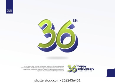 36th Anniversary 3D Number with Silver Jubilee Design in Pear Green and Violet Blue
