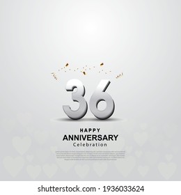 Antecedentes del 36º aniversario con ilustración numérica 3D
