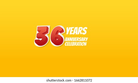 36th anniversary background with illustrations of red numbers and writing on the side.