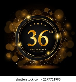 36th Anniversary Celebration. Golden anniversary celebration template design, Vector illustrations.