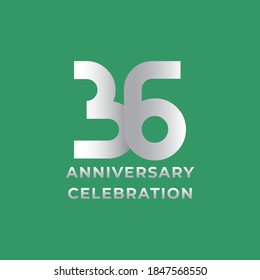 Ilustración de diseño de plantillas vectoriales de celebración del 36° aniversario