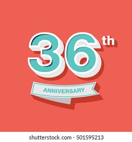 36th anniversary design in Retro and Vintage style 