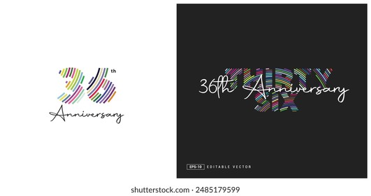 36th Anniversary Logo Design, Number 36 Vector Template.