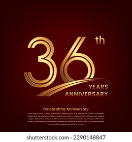 36. Jubiläum Logo mit doppeltem Design, Goldene Zahl für Jubiläumsfeier. Logo-Vektor-Vorlage