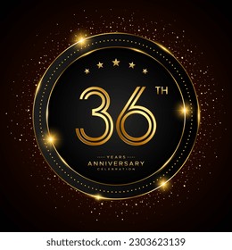 36th anniversary logo with golden color double line style