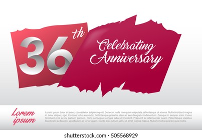 36th anniversary logo with red abstract backgrond. design template