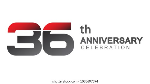 36th anniversary logo red and black design simple isolated on white background for anniversary celebration.
