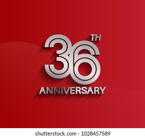 36th anniversary logotype silver color with multiple line style for celebration event