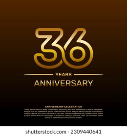 36th year anniversary design template in gold color. vector template illustration