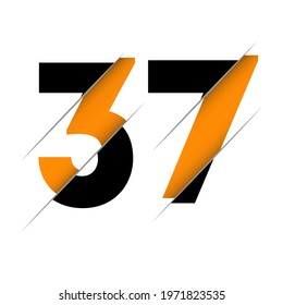 37 3 7 Number Logo Design with a Creative Cut and Black Circle Background. Creative logo design.