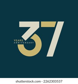 37, 37th Years Anniversary Logo, Golden Color, Vector Template Design element for birthday, invitation, wedding, jubilee and greeting card illustration.