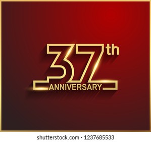 37 anniversary line style golden color for celebration 