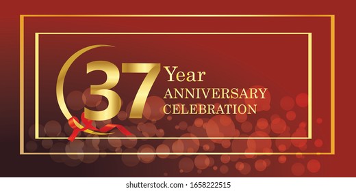 37 anniversary logo vector template. Design for banner, greeting cards or print.