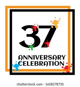 37 anniversary logo vector template. Design for banner, greeting cards or print