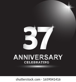 37 anniversary logo vector template. Design for banner, greeting cards or print