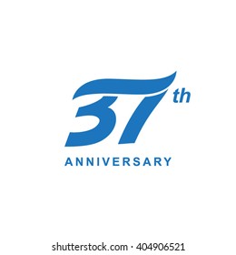 37 anniversary wave logo blue