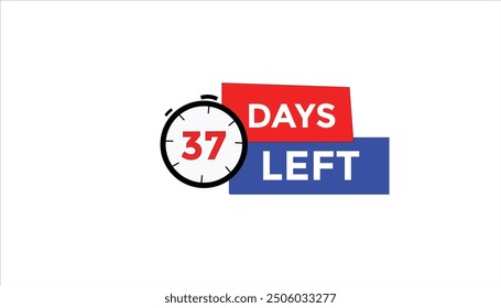 37 days left Countdown number banner templates. time icon. Vector Illustration 
