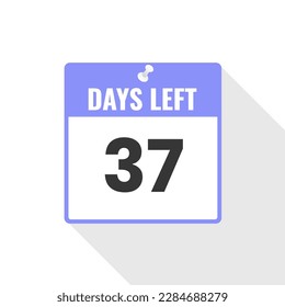 37 Days Left Countdown sales icon. 37 days left to go Promotional banner