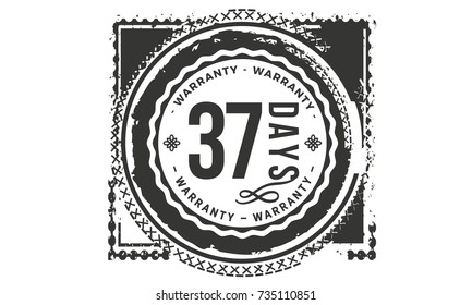 37 days warranty icon vintage rubber stamp guarantee